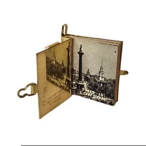 Souvenir Photo Locket London Tourist Mini Book Pendant Vintage Metal Jewelry